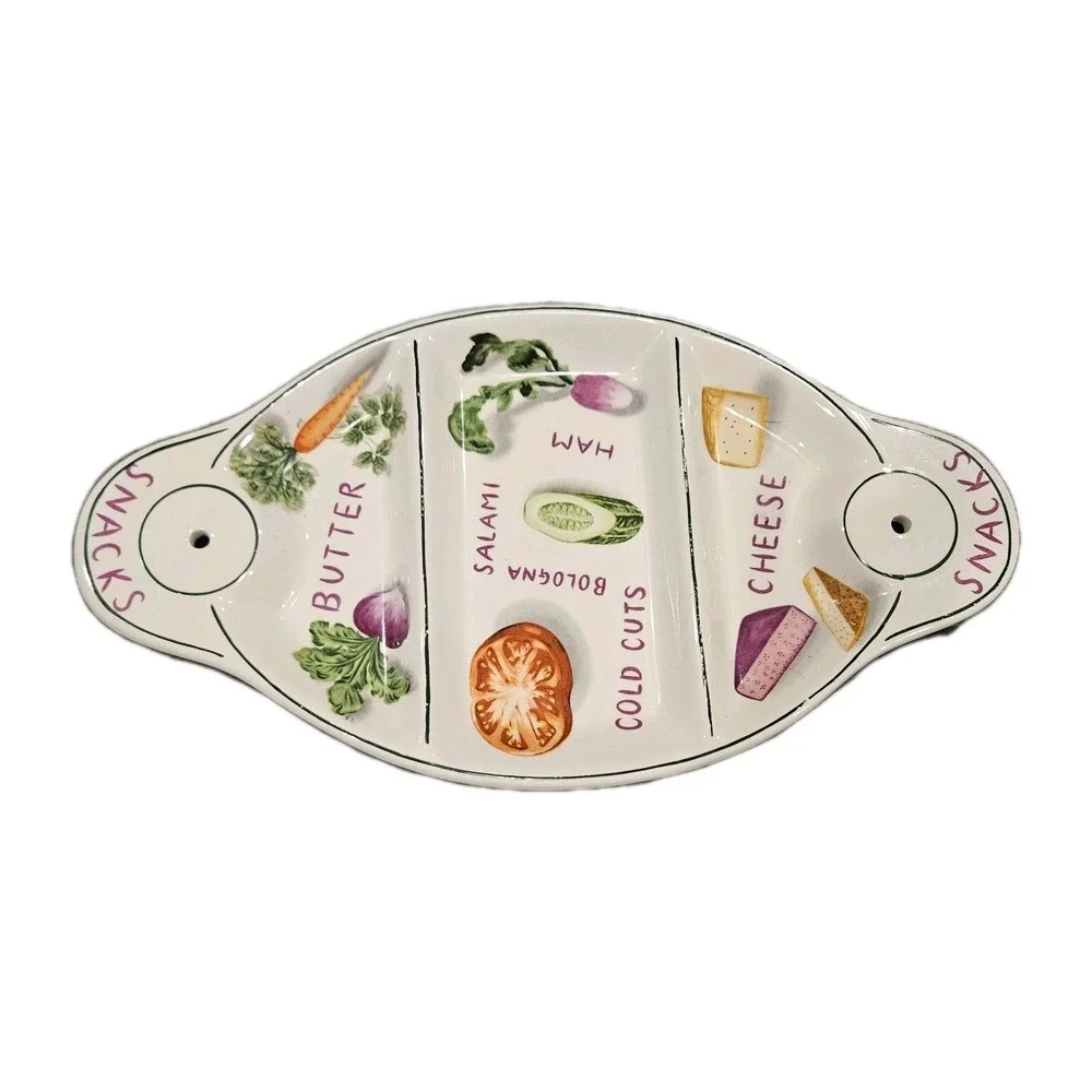 RARE Vintage Idezenware Charcuterie Appetizer‎ Cheese Meat Platter Plate